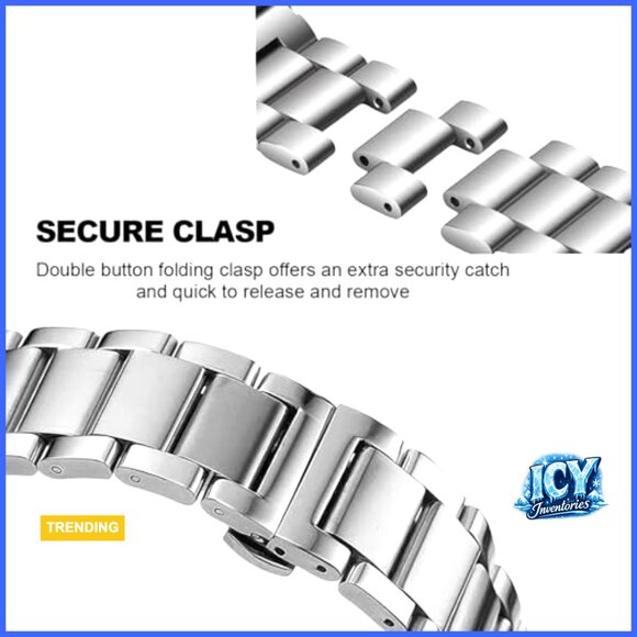 Stainless Steel Watch Band Replacement Bracelet with Double Locking Clasp main image 5